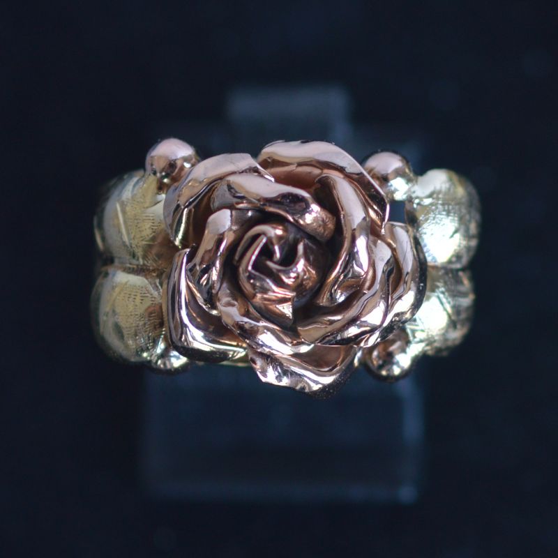 14K Gold Viennese Flower Ring Rocks And Clocks